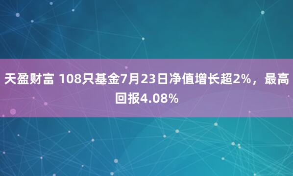 天盈财富 108只基金7月23日净值增长超2%，最高回报4.08%